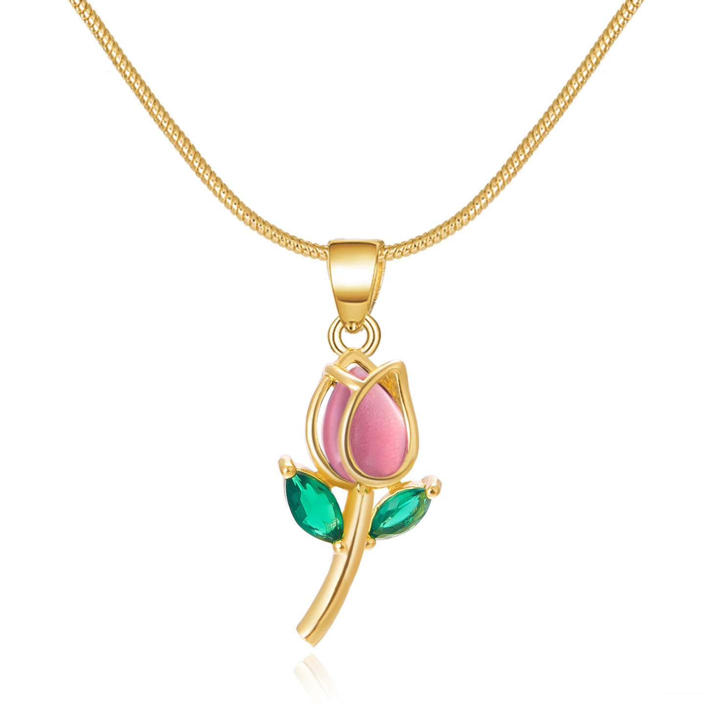 Gold chain with tulip pendant