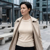 Gebreid mouwloos topje met parelrand