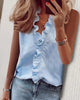 Ärmellose Bluse mit Rüschen